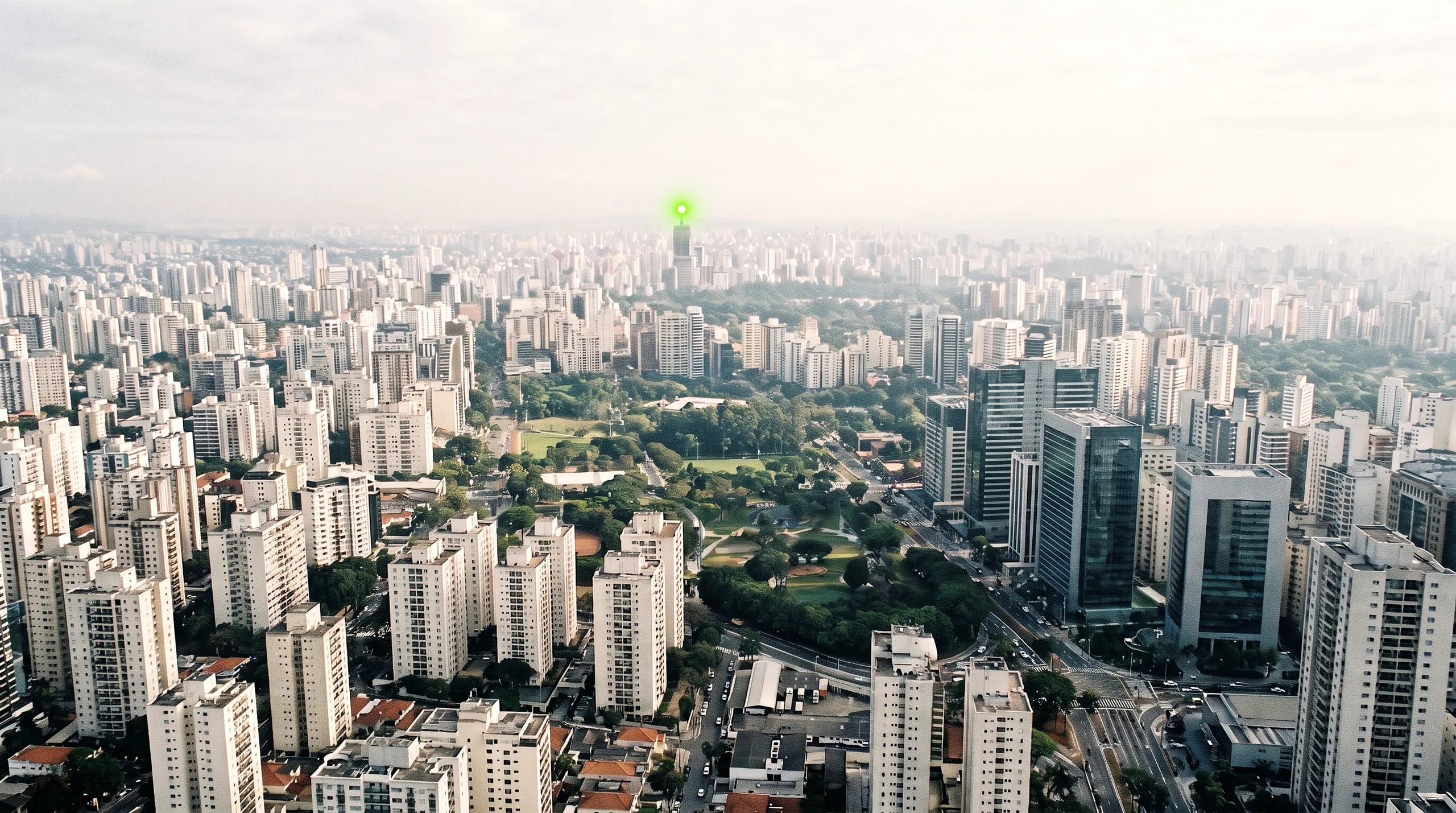 Vista aérea de São Paulo em luz suave da manhã